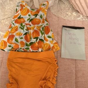 Orange Fruit Print Kids Matching Set